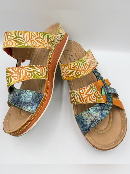 L'ATISTE Shoes - L'Artiste by Spring Step Caiman Slide Sandal Womens US 9 EU 40 Leather Tropical